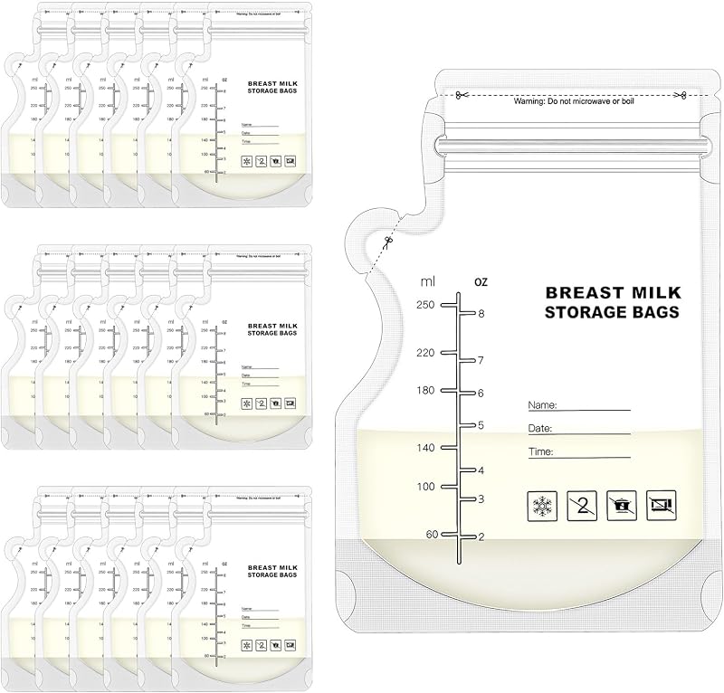 Lanjue 100 Pcs Breast Milk Storage Bags 250ml No-Leak with Pour Spout