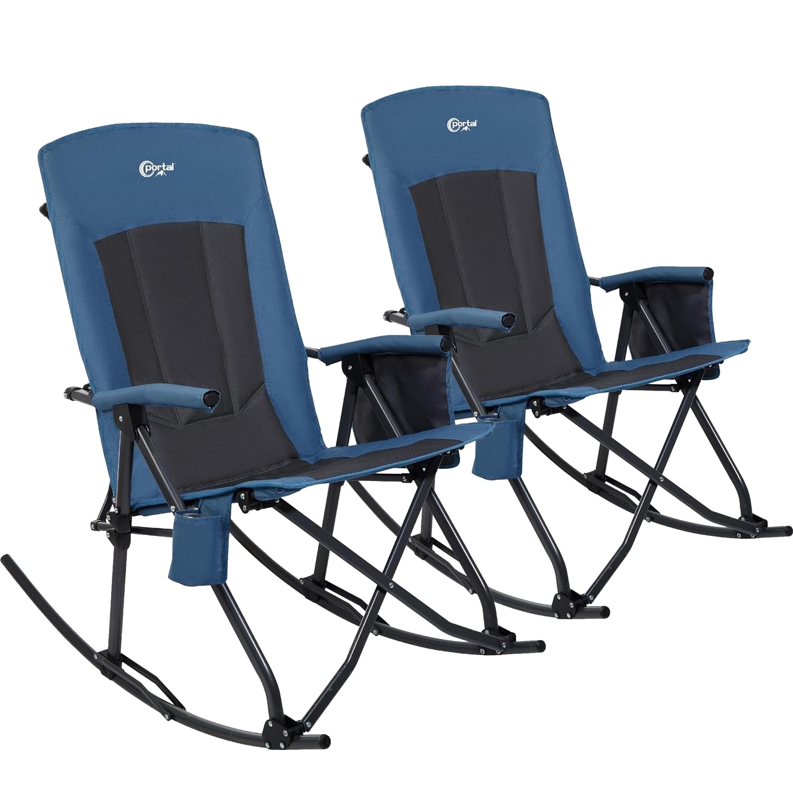 Portal Oversized Folding Rocking Camping Chair Portable Outdoor Rocker with High Back Hard Armrests Carry Bag, Supports 400 LBs, 2-Pack Image