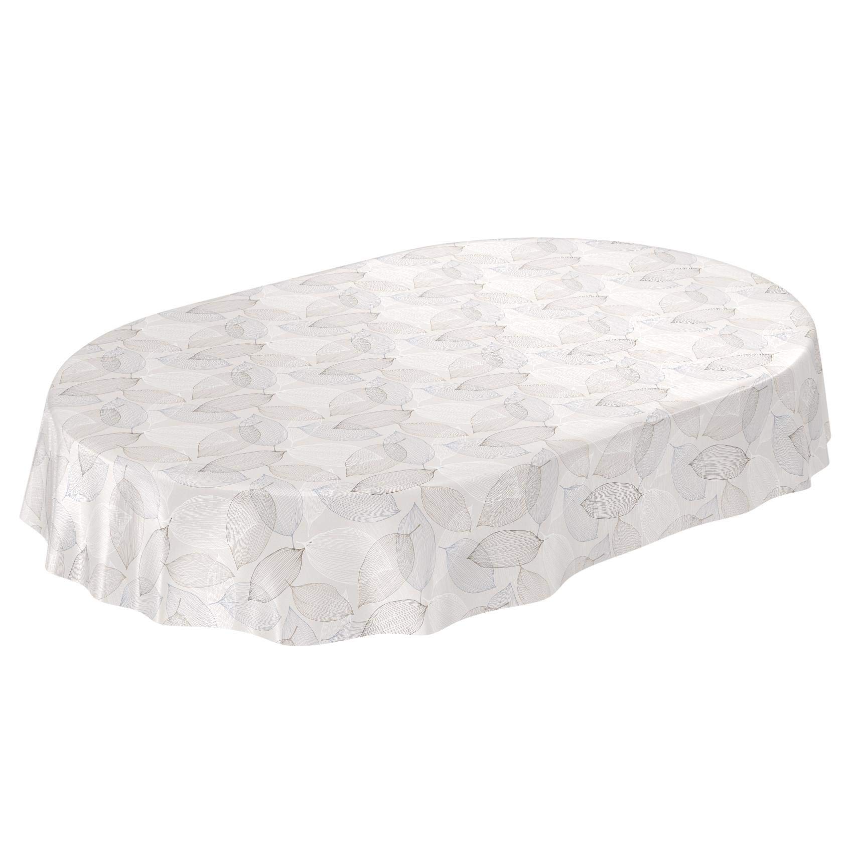 Tablecloth, oilcloth, wax tablecloth, oilcloth, washable leaves, abstract, modern mood, Wax Cloth, grey, Oval 140 x 240cm