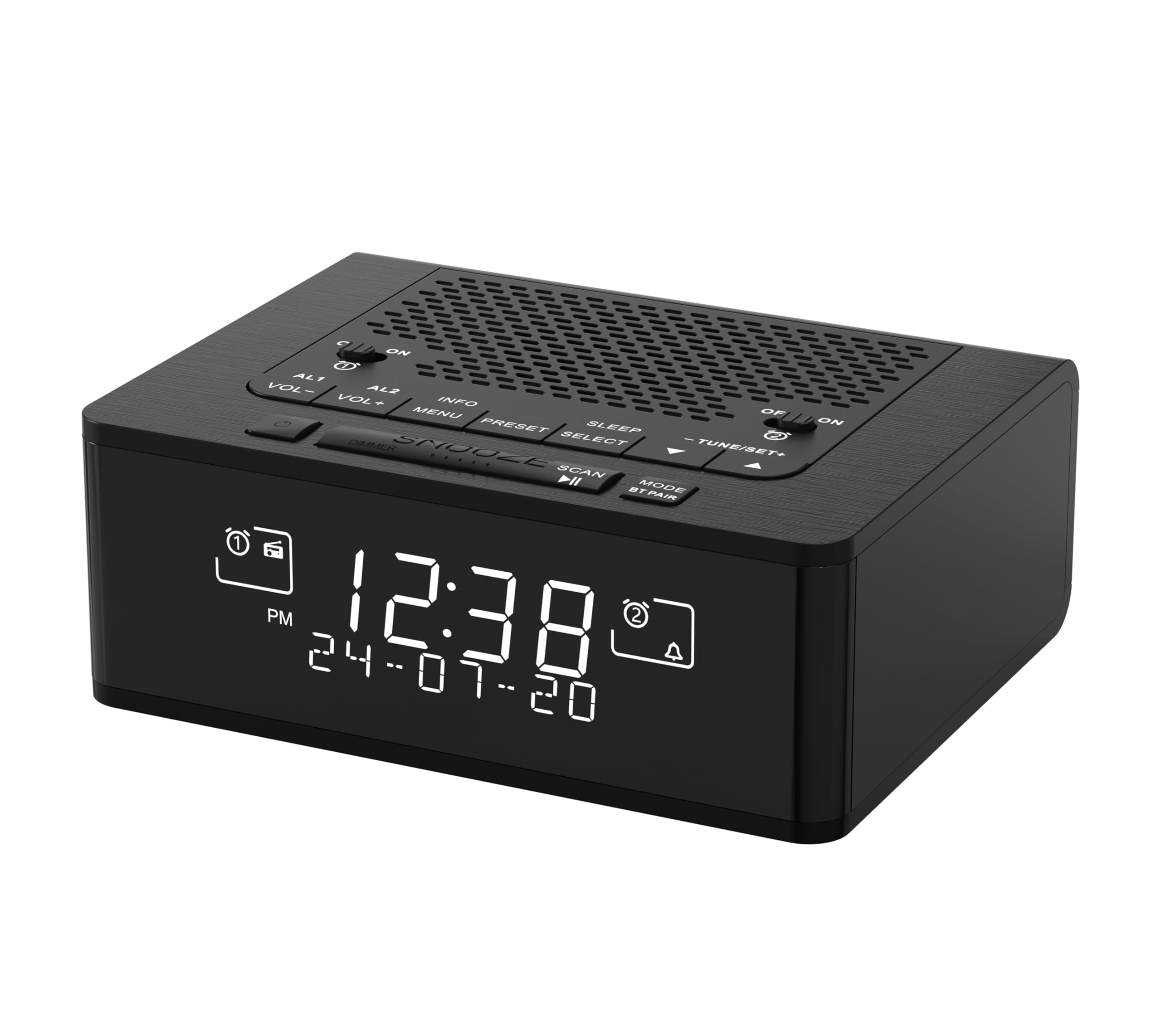 iTOMA DAB & DAB+ & FM Radio Alarm Clock with 40 Preset Stations, Dimmable LCD Display, Dual Alarm with ON/OFF button, Snooze, Bluetooth 525