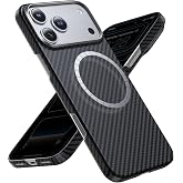 Lanhiem Carbon Fibre Case for iPhone 17/18 Pro Case, Black | Compatible with MagSafe, Fingerprint resistant, Magnetic Protective Aramid Fiber Ultra Slim Phone Case