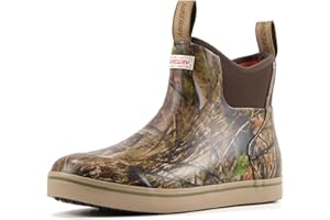 SUREWAY Men's Ankle Fishing Deck Boots for Men-Waterproof,Professional Non-Slip Soles for Wet Slippery Surface,Neoprene Rubber Rain Boot/Shoes for Hunting Boating Gardening