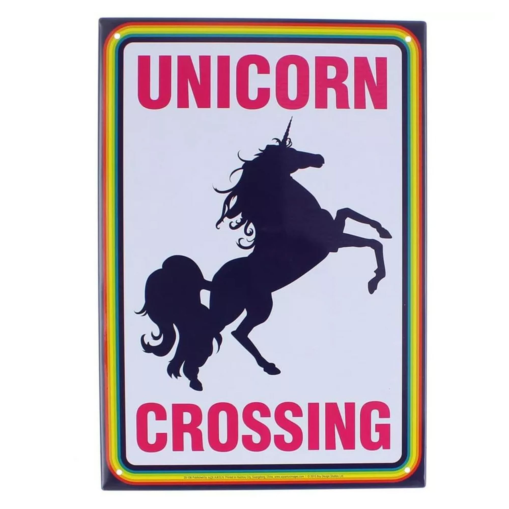 Aquarius Unicorn Crossing Tin Sign