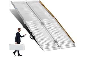 TRIBLE SIX Wheelchair Ramp 7FT Long Aluminum Portable Foldable Handicap Ramp 28” Wide Threshold Ramp for Home Doorways Steps Curb Vehicle Entry Scooter Stairs Driveway Vans SUV 600Lbs Capacity