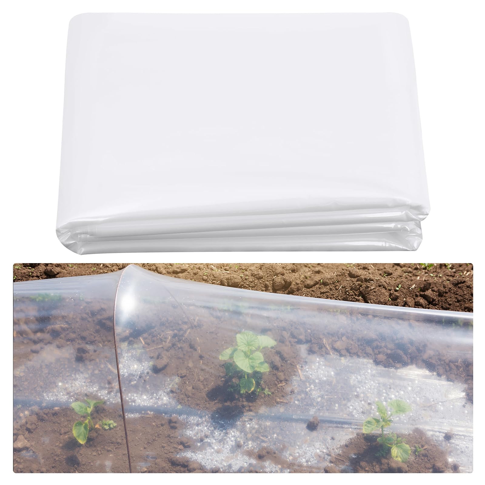 Heavy Duty Polythene Sheeting, 2M x 10M Thick Clear Plastic Sheet, Grarden Greenhouse Plastic Sheeting, Plastic Dust Waterproof Sheets Cover for Garden, Agriculture, Painting (125Mu / 500G)