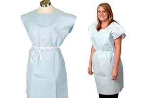PROADVANTAGE Pro Advantage P750033 Exam Gown, Tissue/Poly/Tissue, 30" x 42", Blue, Traditional Front/Back Opening (Pack of 50)