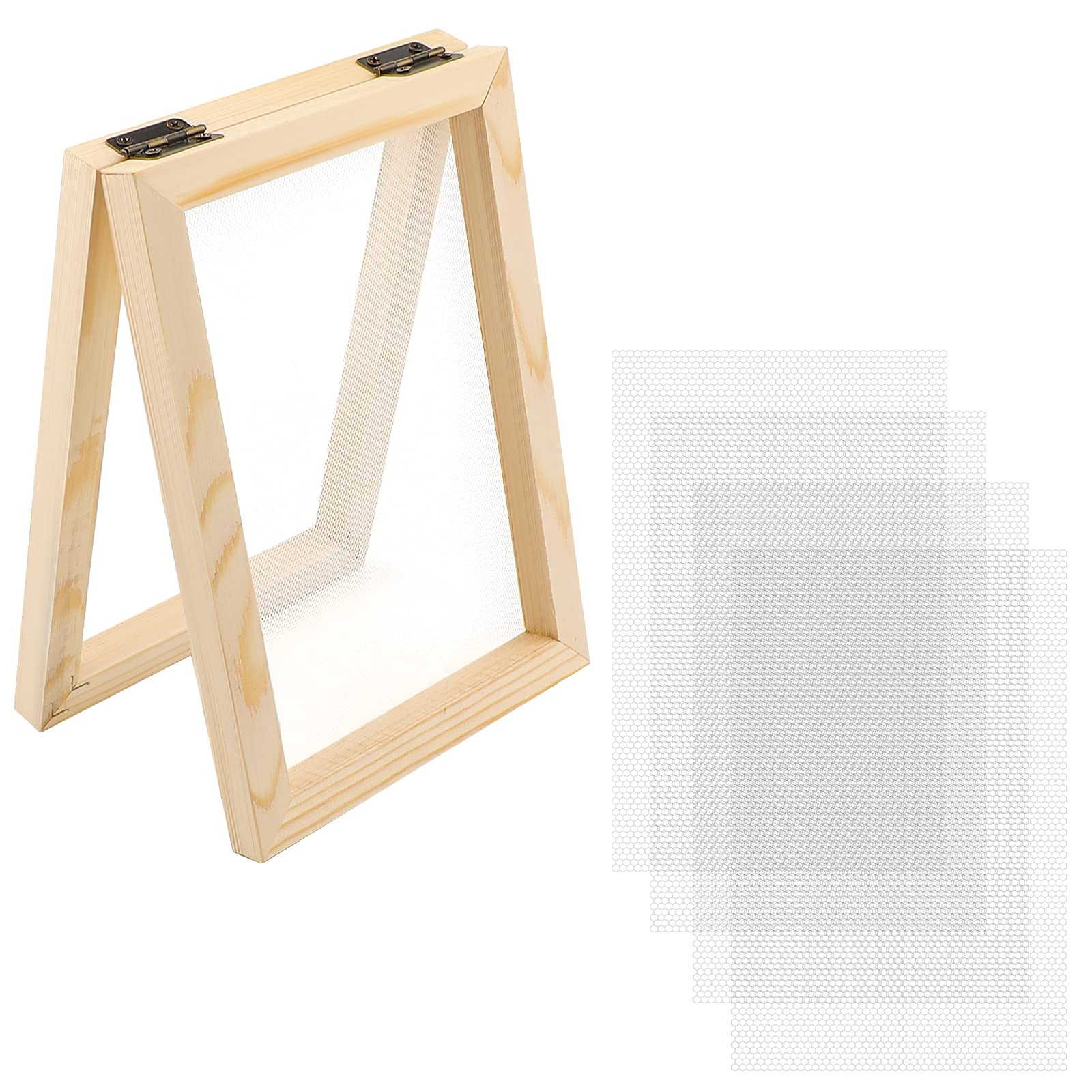 Luter Artesanat 5 Piece Wooden Paper Making Kit Including Wooden Paper Frame Making Moulds and Mesh Crafts for Paper DIY Dried Flowers