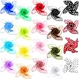 20 Pcs 50s Retro Chiffon Sheer Square Neck Head Scarfs for Women Handkerchief Lightweight Satin Ribbon Retro Dot Sheer Scarf Set Multi Colors