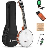 Donner Banjolele 4 String Banjo Ukulele kit | Stringed Musical Instruments for Adult Beginner with Banjo Tuners, Gig Bag, Picks, Skeleton 23 Inch Sapele