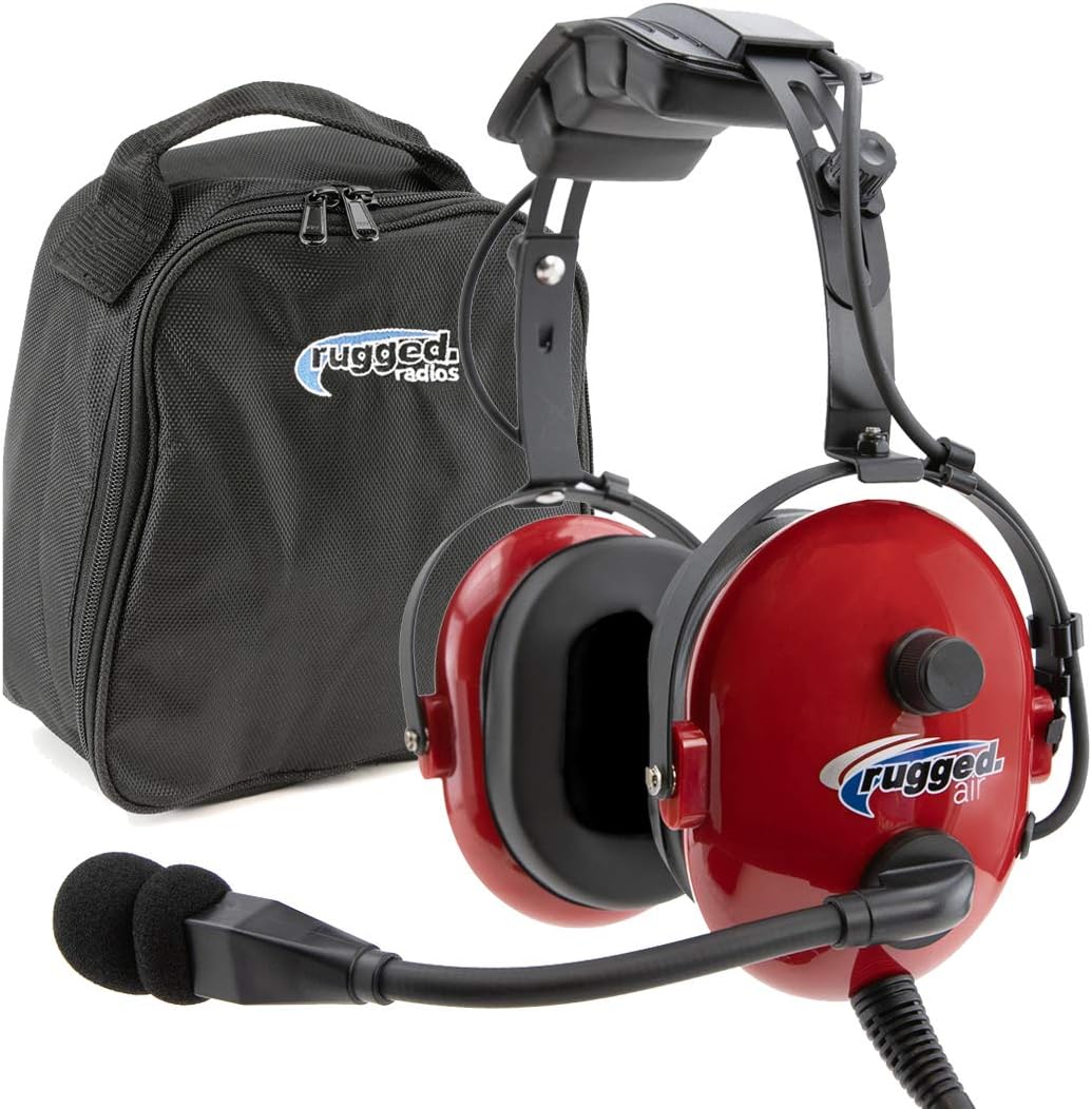 Rugged. Air RA250 Red General Aviation Child Headset with 3.5mm Input Jack for Music and 24dB Noise Reduction Hearing Protection