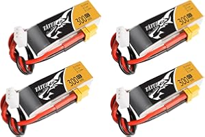 TATTU 4PCS 7.4V 300mAh 2S 45C LiPo Battery Pack with XT30 Plug for Emax Babyhawk Micro FPV Quad Racing Drone