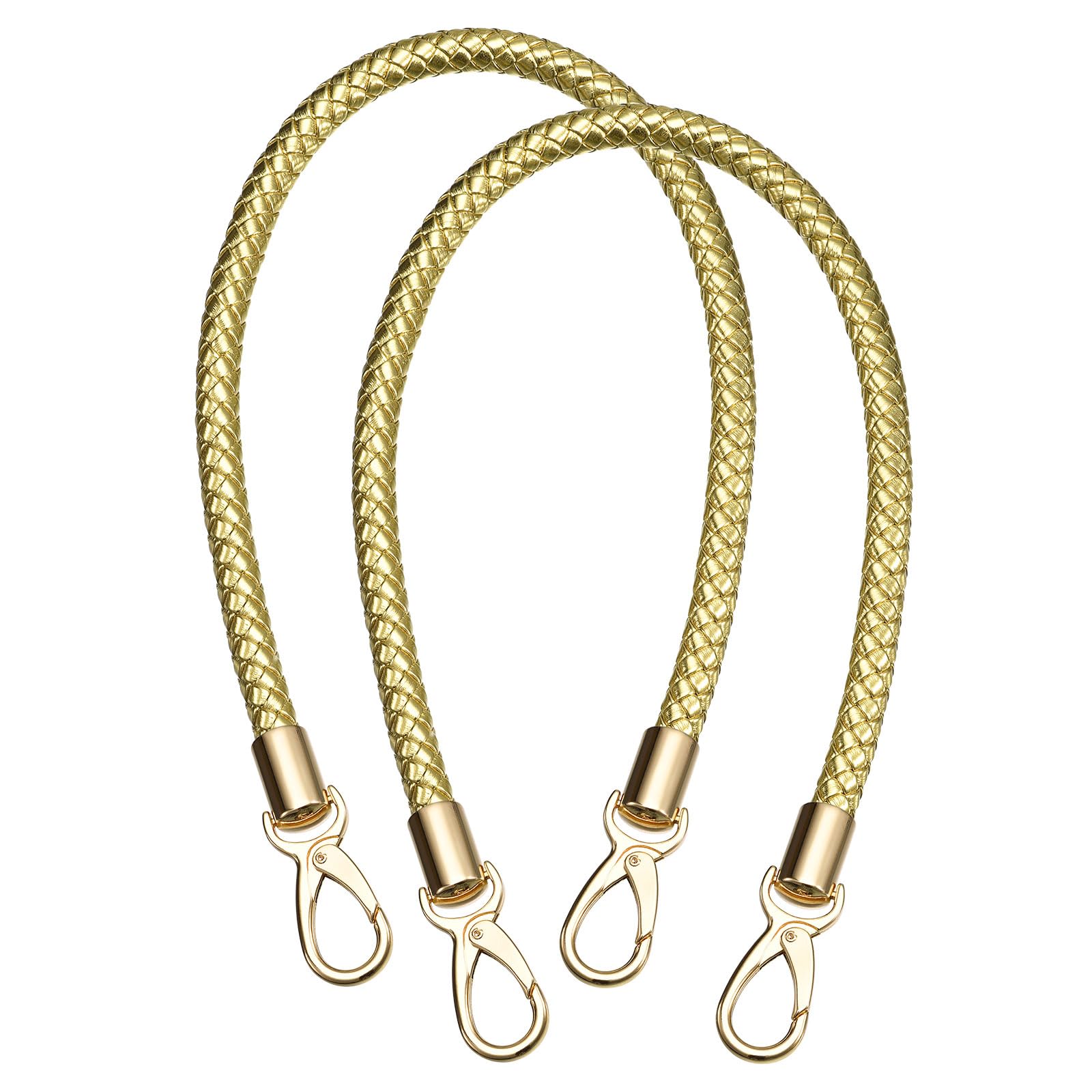 Uxcell Leather Purse Strap, 2Pcs 60cm/23.6" PU Braided Purse Replacement Handle for Women's Handbag Underarm Bag Tote (Gold)