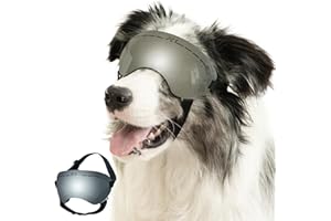 FOREVER CARING TOGETHER Dog Goggles UV400 Protection,Ski Goggles for Large Breeds with Adjustable Strap, Dog Sunglasses with Comfort-Focused Frameless Design - UV-Resistant/Windproof/Snowproof for Running,Cycling (Sliver)