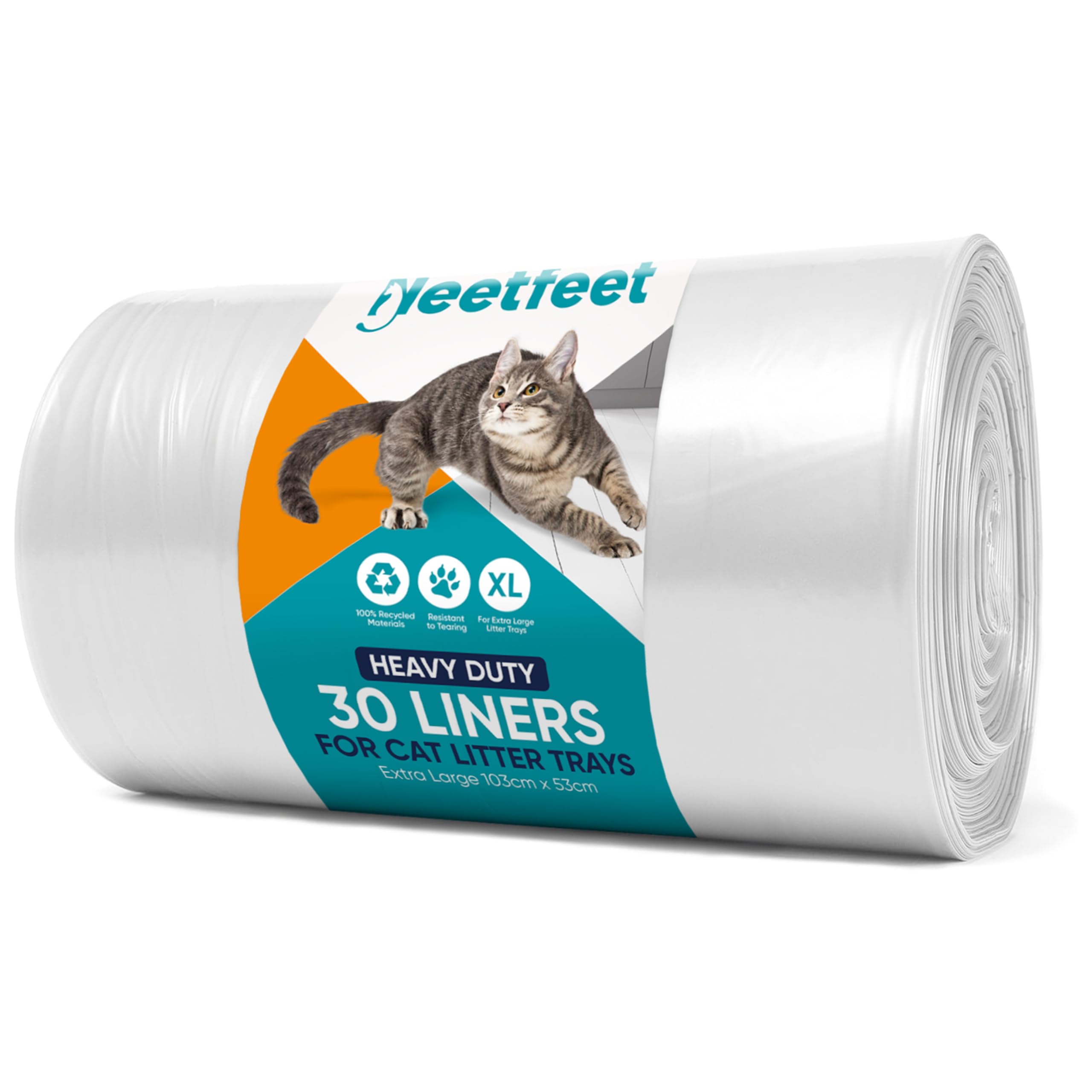 30 Extra Large Cat Litter Tray Liners on a Roll Scratch Resistant and Leak Proof Cat Litter Plastic Bags Litter Tray Bags, 103x53cm