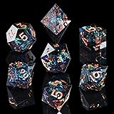 AUSPDICE DND Dice Set Handcrafted Designer 7-Die Polyhedral RPG Dice Set with Sharp Edges and Beautiful Inclusions for Aesthe