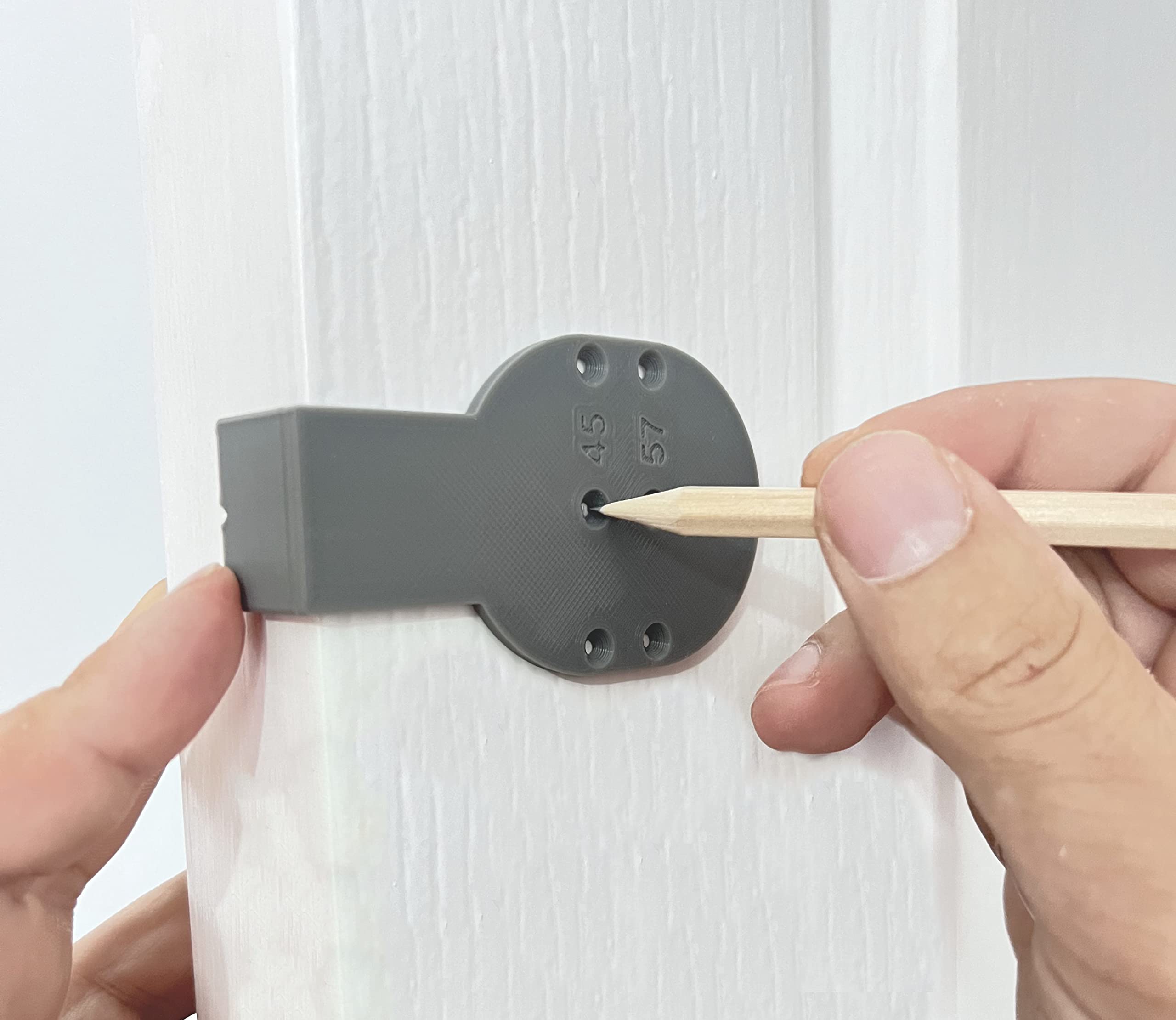 Door Jig Marking Template for a 45mm or 57mm Door Latch, Spindle and Handles Plus Door Edge Centre Finder Pencil and Sharpener