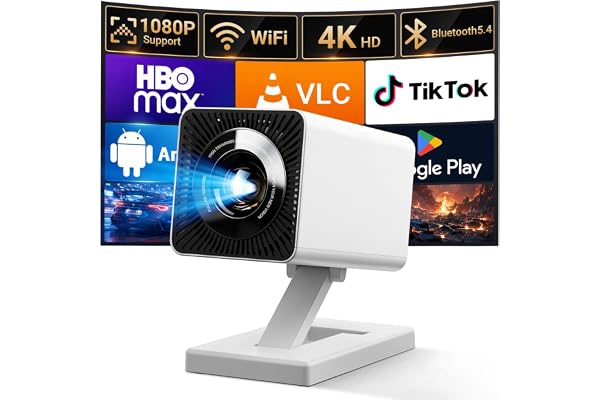 【Built-in APPS】Mini Projector With Wifi And Bluetooth, 1080P 4K Support Portable Projector, Movie Projector for Bedroom, Compatible with Smartphones/TV Stick/iPad/PS5/Laptop/HDMI/USB