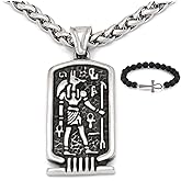 Gungneer Stainless Steel God Dead Jackal Anubis Pendant Egyptian Necklace Keel Chain Strength Key of Life Jewelry