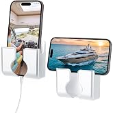 HUBMEITRI 2Pack Wall Phone Holder, Side Groove Phone Holder for Wall | Self Adhesive Wall Mount Phone Holder for Bedside RV C