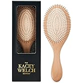 Kacey Welch Hair Brush for Everyone &ndash; Metal-Tipped Bristles for Gentle Detangling with Scalp-Stimulating Comfort, Natural Bamboo Brush for Extensions, All Hair Types, Wet &amp; Dry Styling