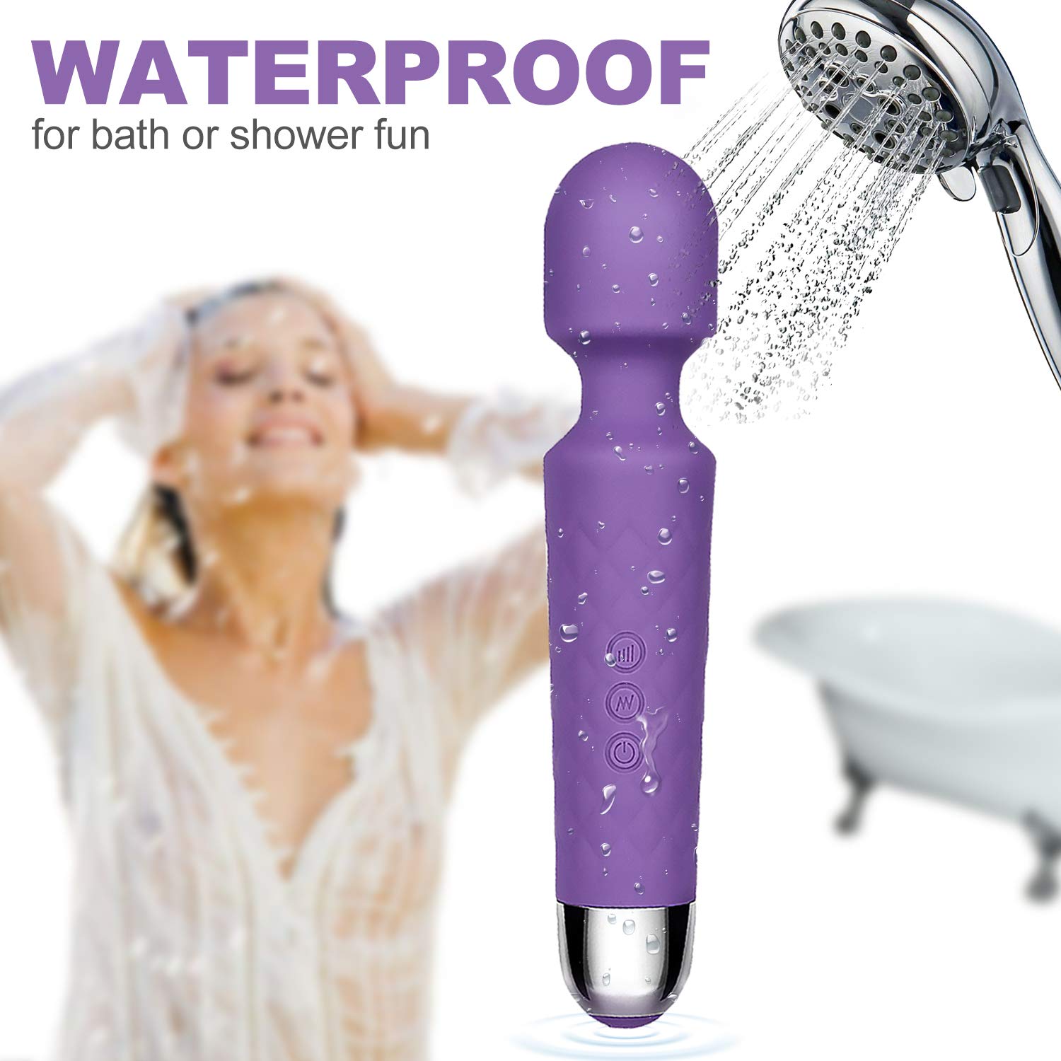 MELO Electric Vibrator Wand Massager, Rechargeable with 28 Powerful Modes Multi-speed Wand, Wireless Adult Sex Toy, Power Vibrator Wand Massager for Couple Women