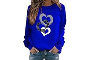 CHUOAND Sweatshirts for Women, Chain Love Print Casual Valentines Day Shirts Women Round Neck Long/Short Sleeve T Shirt
