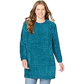 Woman Within Plus Size Crewneck Chenille Sweater