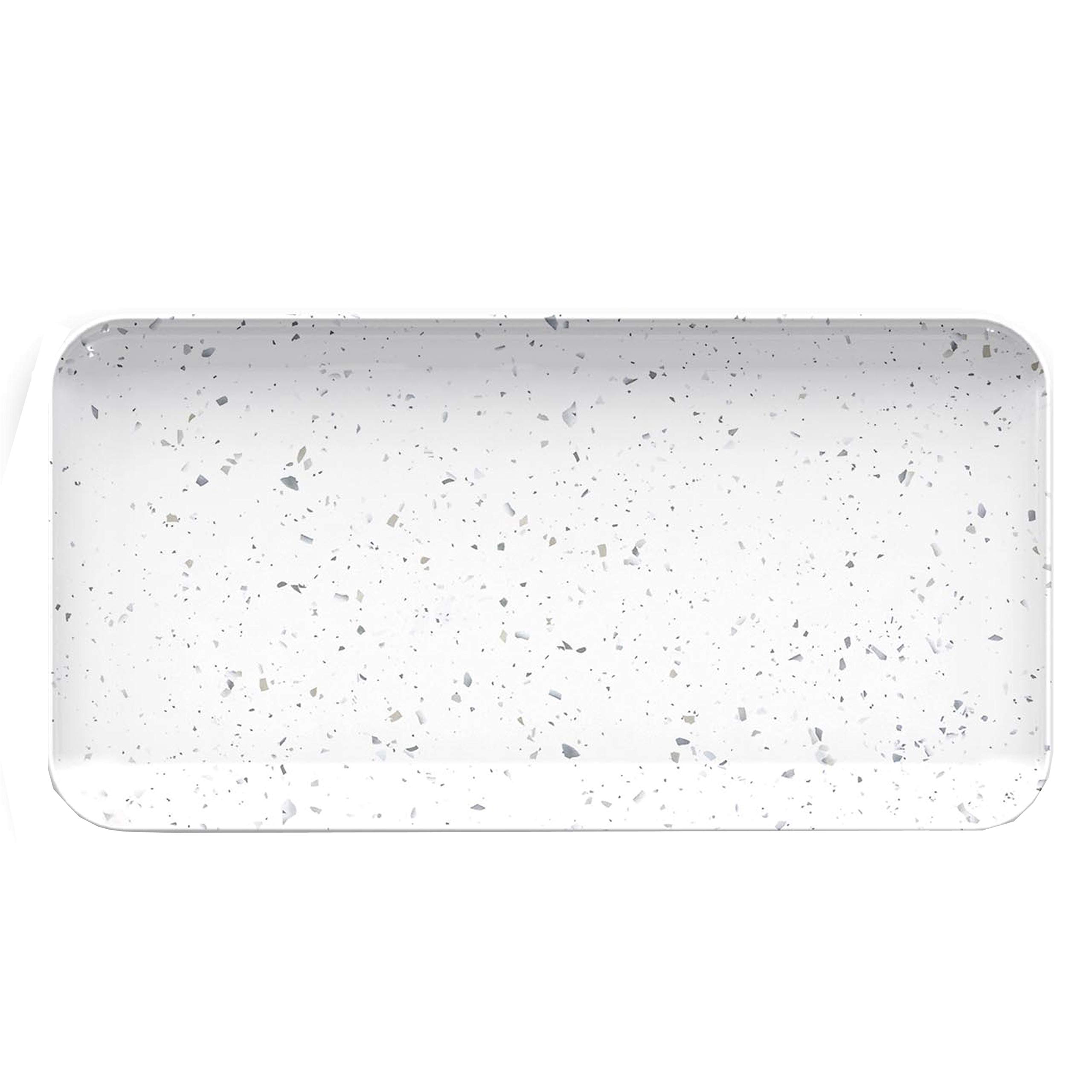 White Terrazzo Outdoor/Camping/BBQ - Plastic/Melamine Appetiser Nibbles & Snacks Serving Tray