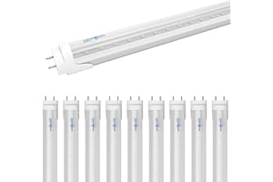 LUMINOSUM T8 LED Tube Light Bulbs 4 Foot 20W 40W Equivalent, 5000K Daylight 2000LM, T8 T10 T12 Fluorescent Replacement, Dual-end Powered Ballast Bypass, Clear Cover ETL Listed for Shop Garage, 10-Pack