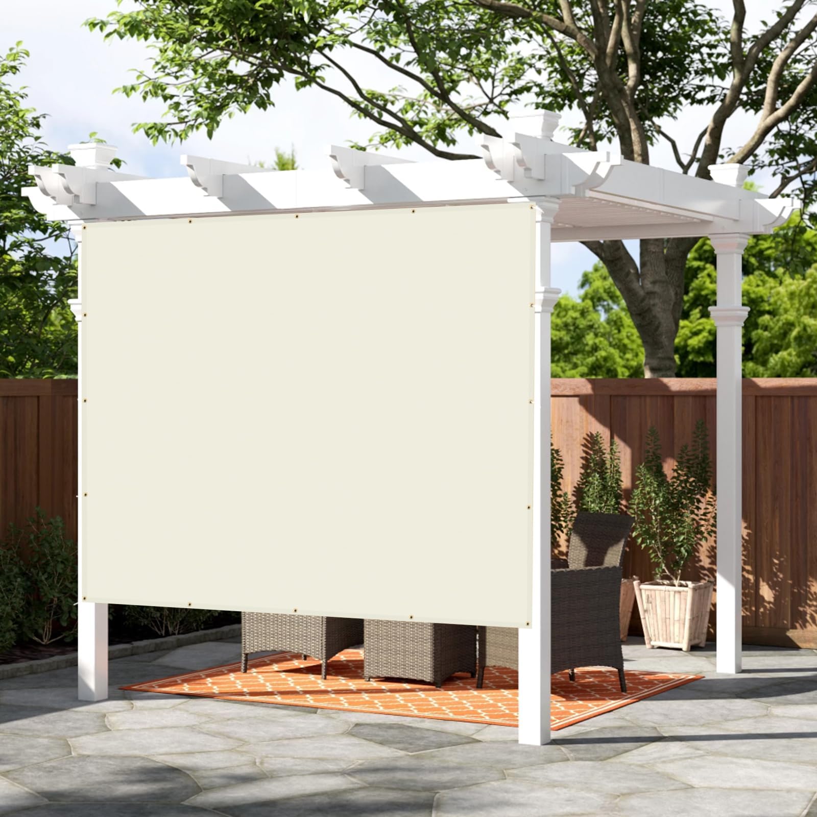 SUNNY GUARD Shade Cloth Custom Size 6x8 FT Sun Shade Screen Fabric Shade Cover Tarp with Grommets for Pergola Backyard Garden, Butter Cream(We Customized) Image