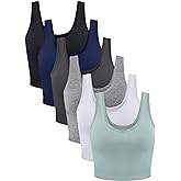 6 Pieces Women Basic Crop Tank Tops Sleeveless Sports Crop Top