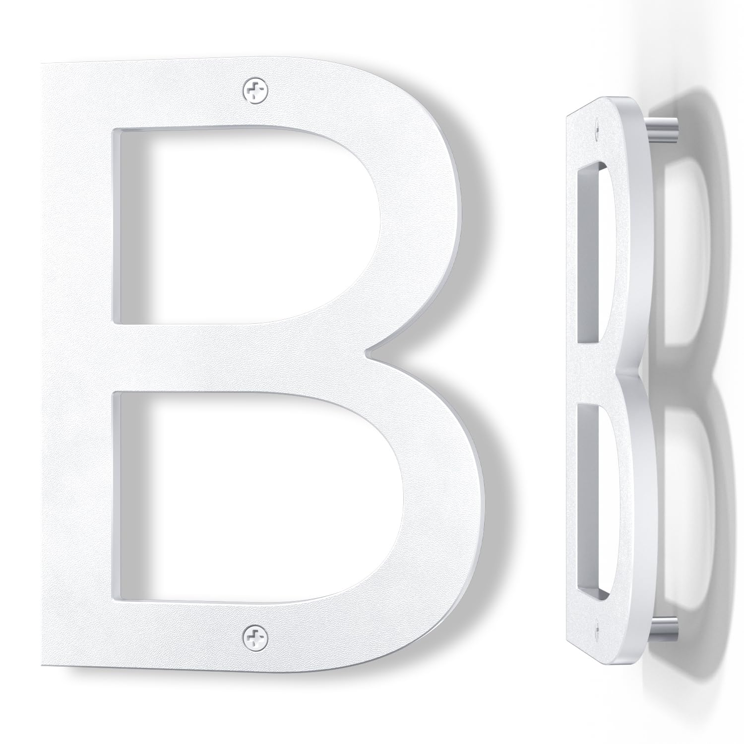 Yafimea 8 Inch White House Numbers, Large Floating Screw On Numbers with 3D Shadow Effect for Outside Wall Fence Gate, Weatherproof ABS Plastic (B)