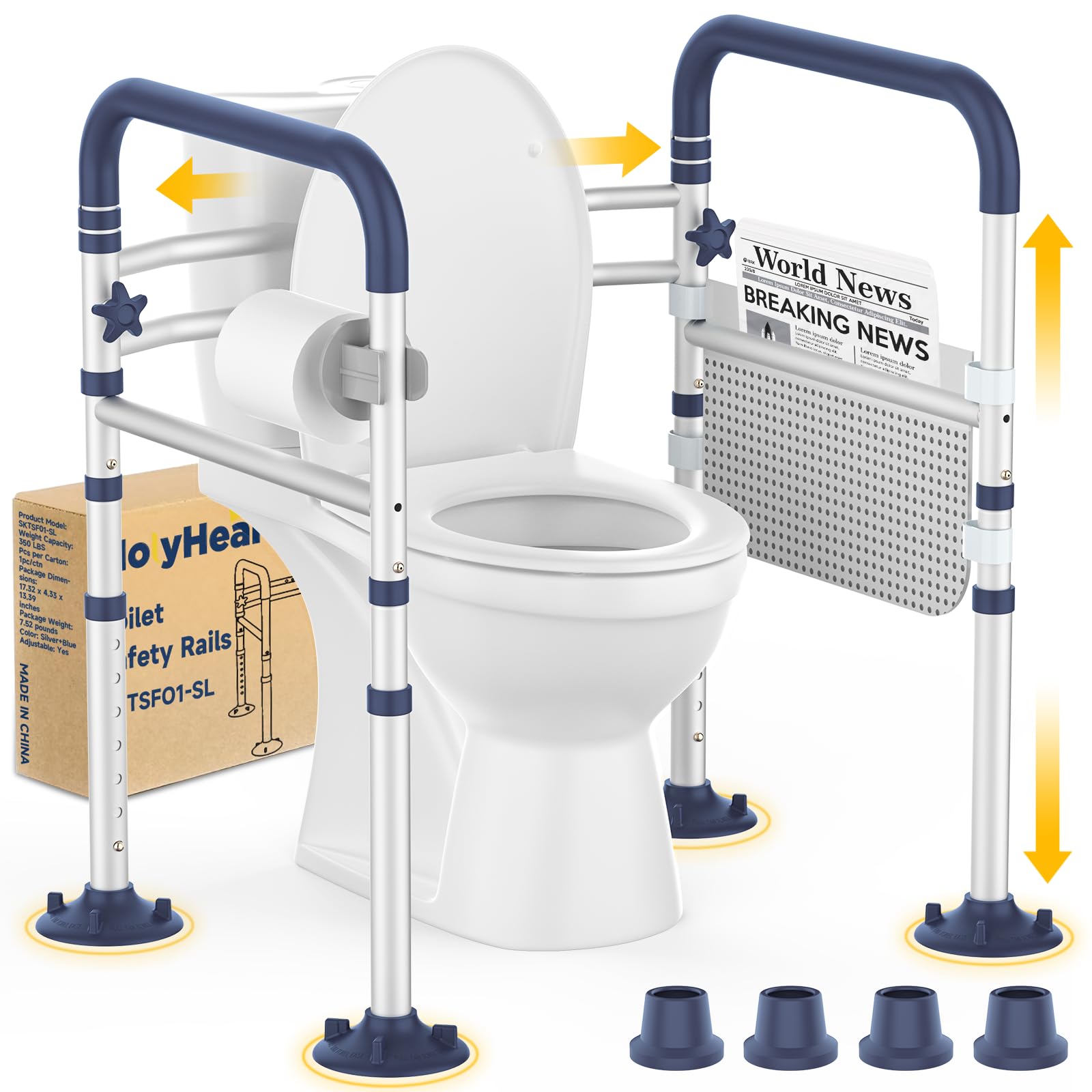 Photo 1 of HolyHeal Toilet Safety Rails for Seniors, Adjustable Height & Width Toilet Rails, 350 lb Toilet Handles for Elderly and Disabled, Foldable Toilet Safety Frame, Toilet Bars Fit Any Toilets