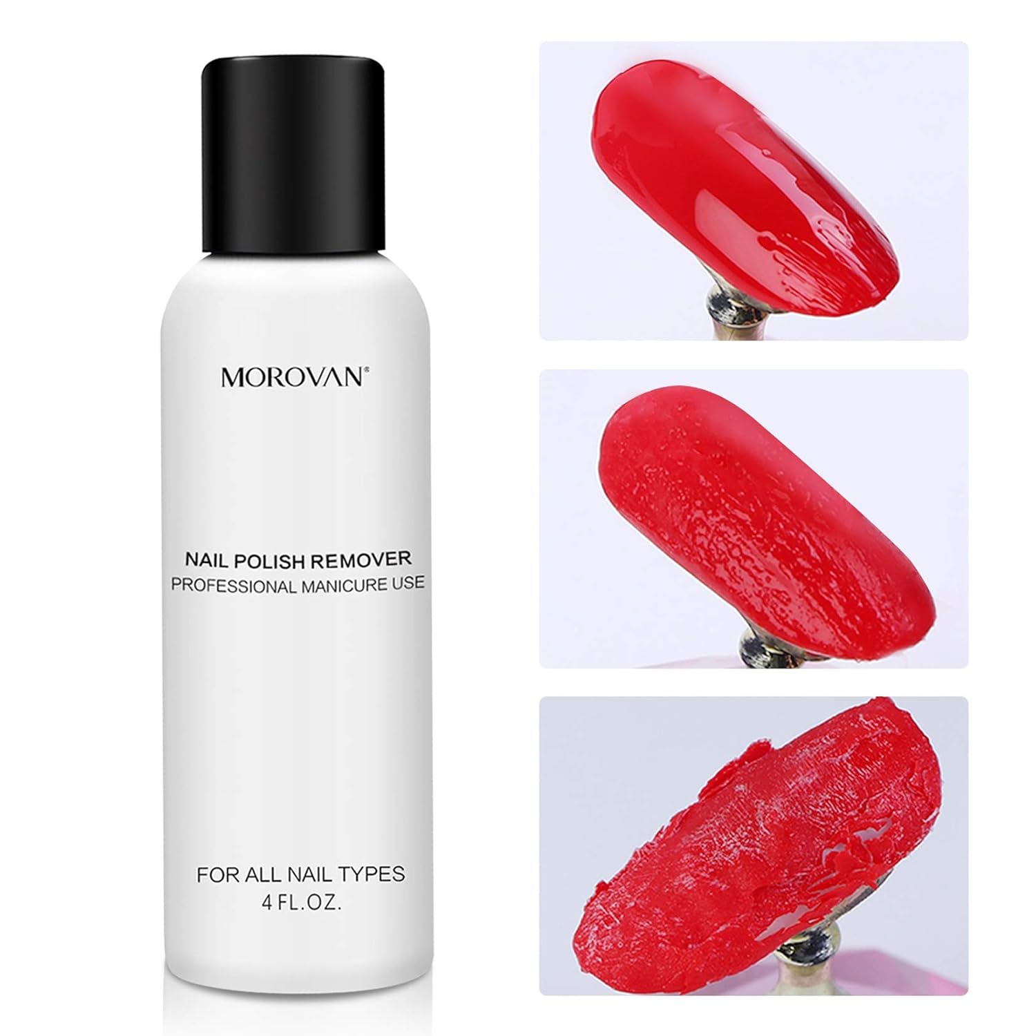 Professional Nail Gel Remover - Rose Formula - Morovan Nail Polish Remover Non-Acetone Liquid Moisturizing Conditioner Essential Oil Vegan Remove Soak-Off Glitter Gel Acrylic Dip Nails (4oz / 120ml) : Beauty