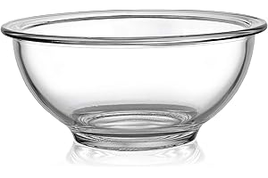 BOVADO USA 1 Quart Glass Bowl for Storage, Mixing, Serving - Clear, Dishwasher, Freezer & Oven Safe Quality Glass, Easy-Clean, 1 QT