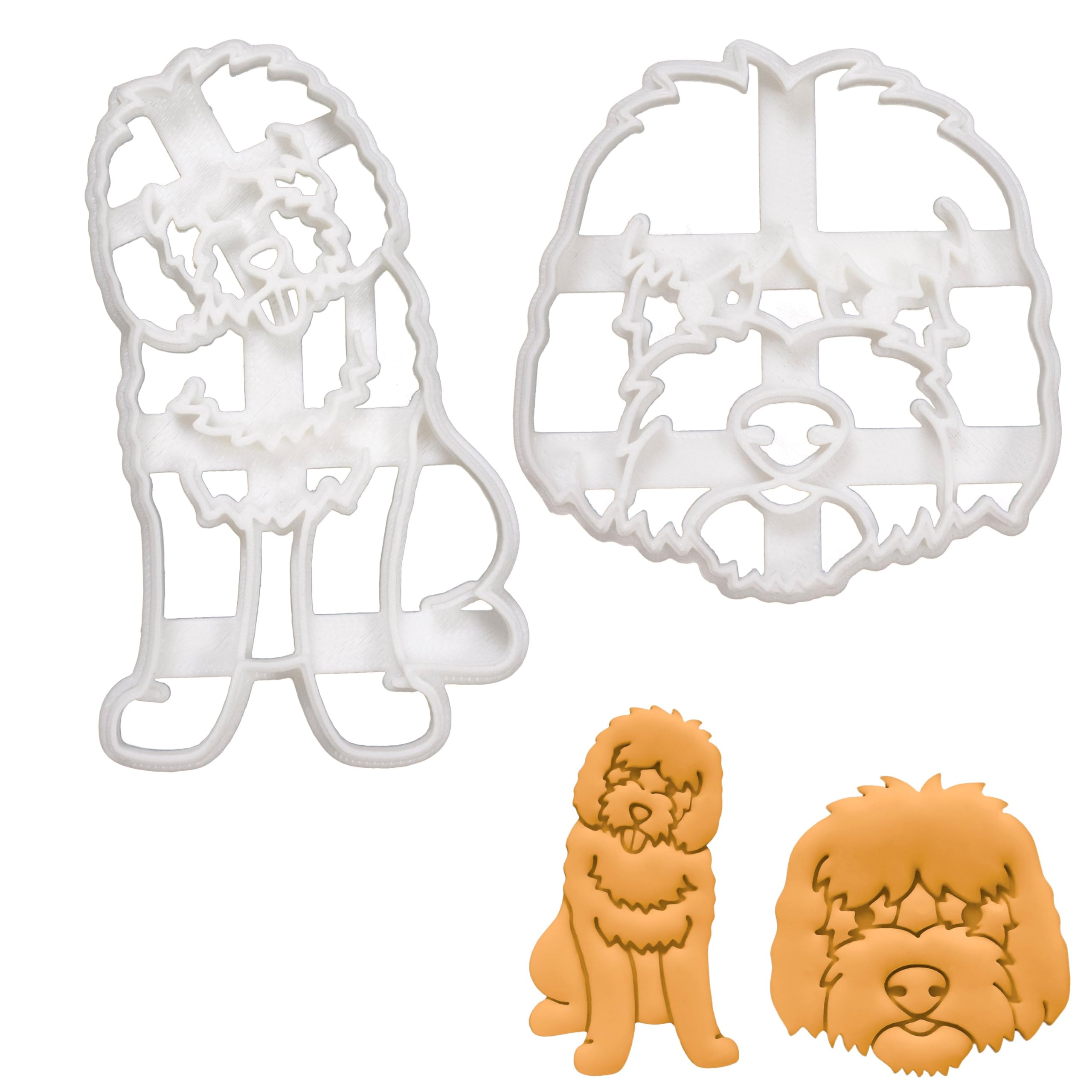 BAKERLOGY Set of 2 Goldendoodle Cookie Cutters - Detailed Biscuit Cutter Design for Baking and Crafts, Ideal on Fondant, Dough, Clay