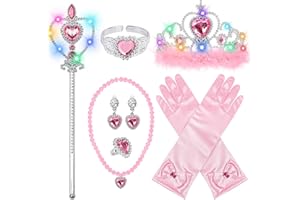 BIBUTY Princess Crown Tiara for Little Girls Princess Dress Up Accessories, Light Up Tiara Wand Toy Gifts for 3-6 Girl