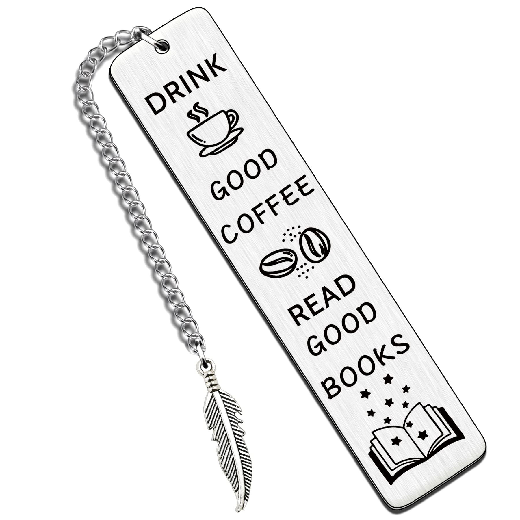 HULALA Book Lovers Gifts Metal Bookmarks for Book Lovers Coffee Lovers Bookmarks for Women Men Best Friends Teacher Daughter Bookworms Book Readers Birthday Christmas Book Club Gifts Stocking Stuffers