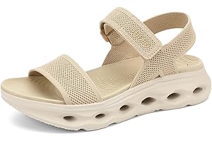 UBFEN Womens Walking Hiking Sandals Comfortable Arch Support Non Slip Adjustable Straps Cushioned Footbed Platform Sport Water Sandals Summer