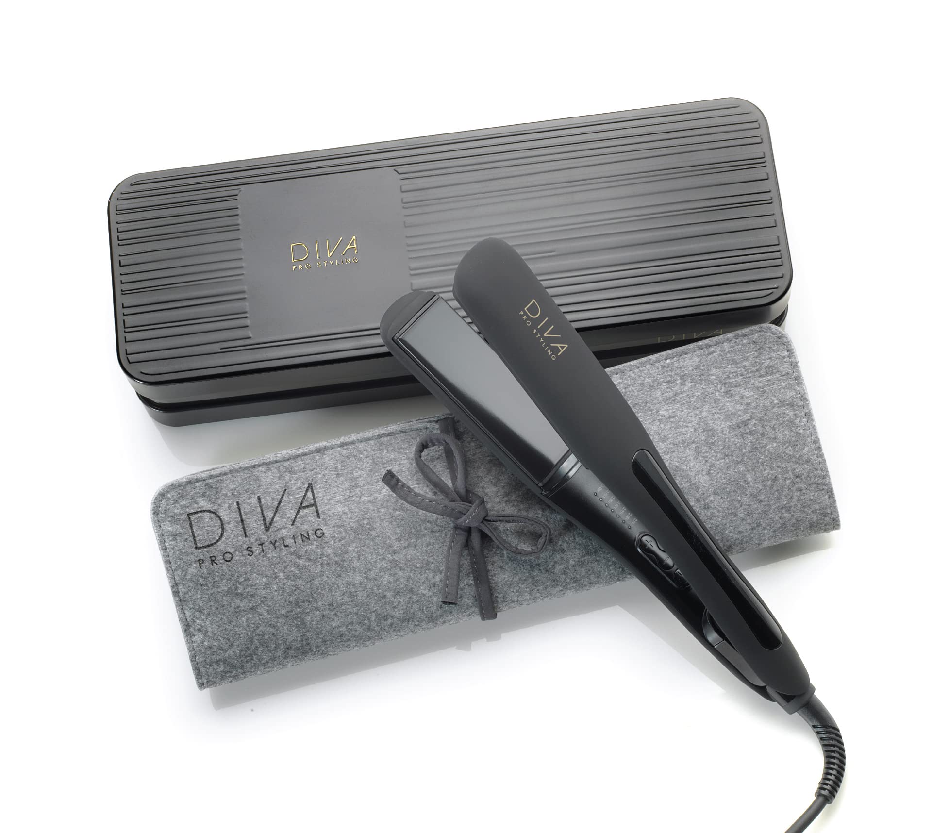 Diva Pro Styling Wide Digital Straightener and Styler with Macadamia Argan Oil and Keratin infused ceramic plates