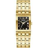 Bulova Marc Anthony Ladies Modern Quadra Diamond Gold Stainless Steel Watch,Black Dial, Style:97P167