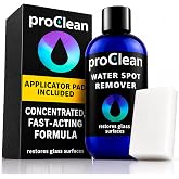 GlasWeld ProClean Hard Water Stain Remover for Glass &amp; Metal &ndash; Non-Acid Water Spot Remover with Applicator Pad for Glass, Car Windshield, Shower, Mirror &amp; Boat Windows - Bathroom Cleaning Supplies