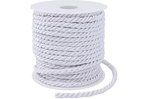 LEREATI 27 Yards Twisted Silk Rope Cord, Soft White Rope Satin Cord Trim 5mm Nylon Cord, Thick Decorative Rope, Cording for Crafts, Curtain Tieback, Home Décor, Graduation Cords
