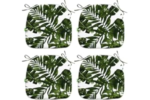 LVTXIII Indoor/Outdoor Chair Cushions Seat Cushions with Ties, Patio Chair Pads D16xW17 Inch for Patio Furniture Garden Home Office Decoration 4 Pack, Palm Green