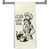 WDSFHYJK Funny Baking Kitchen Towels, Baking Gifts for Women Cat Lovers, If You Can't Kill Them with Kindness Just Try Poison Decorative Hand Tea & Dish Towels for Bakery Kitchen, 16x24 Inch