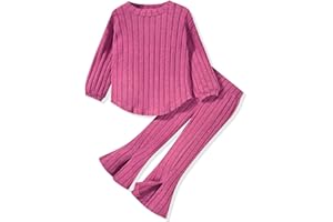 Aalizzwell Toddler Girl Flare Pants with Slit Outfit for 2T - 5T