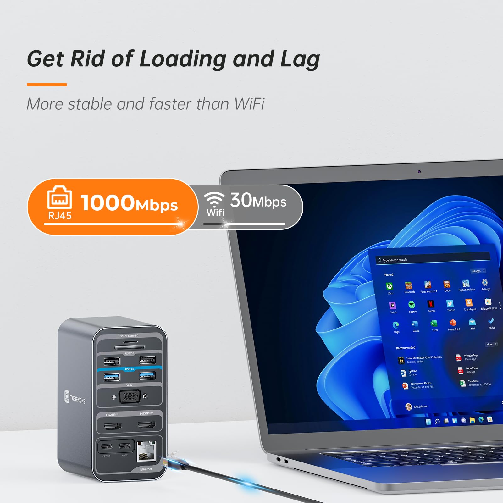 Mua TobenONE USB C Docking Station Dual Monitor with 100W GaN Charger ...