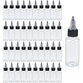 ISUSSER Pack of 40 PCS Clear Refillable Empty Plastic Squeeze Bottle with Black Twist Top Caps, 1oz/30ml