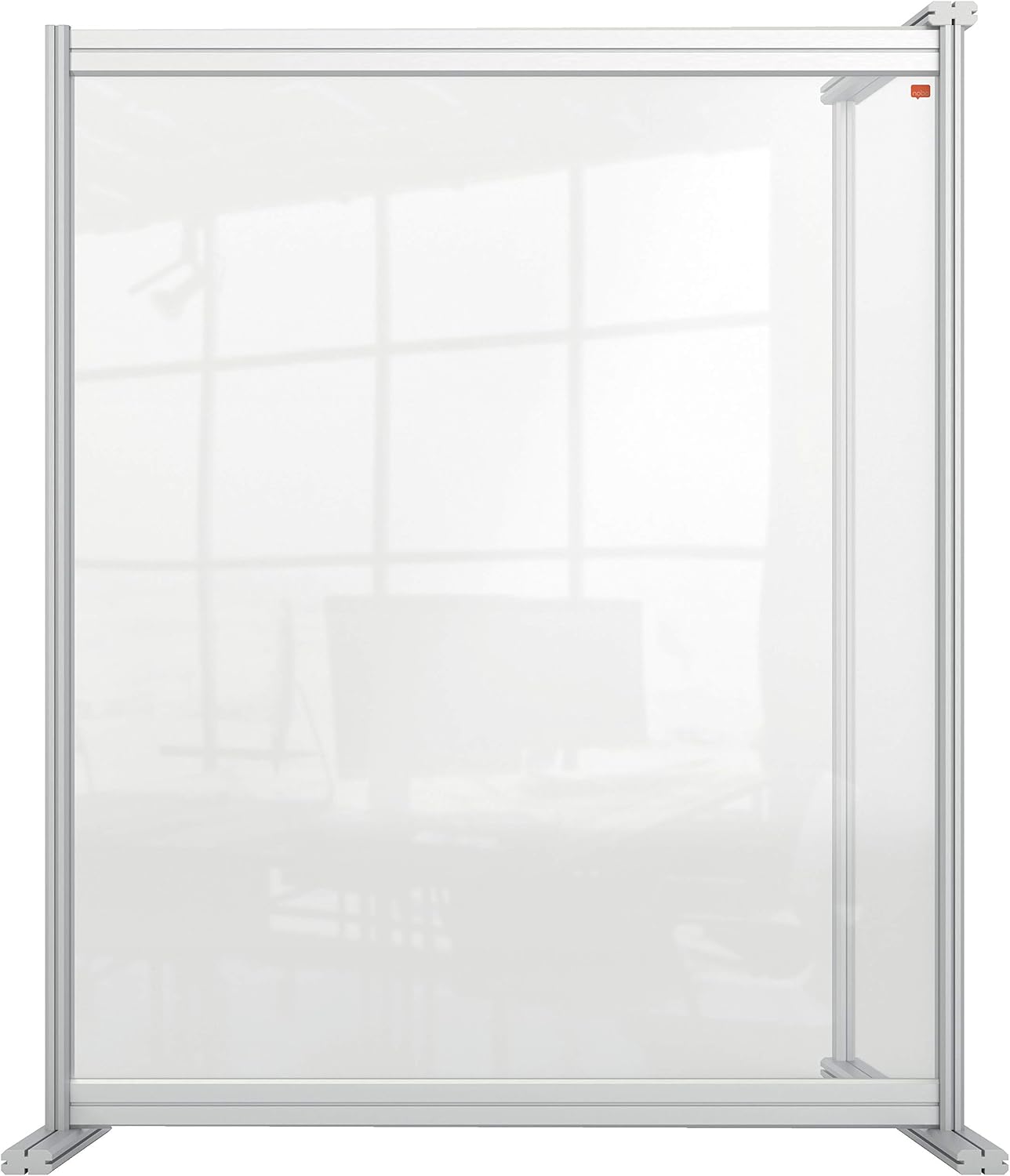 Nobo Clear Acrylic Desk Divider, 1.4 m High, Free Standing Screen System, Premium, Plus 800 x 1000 mm, 1915497 - Image 3