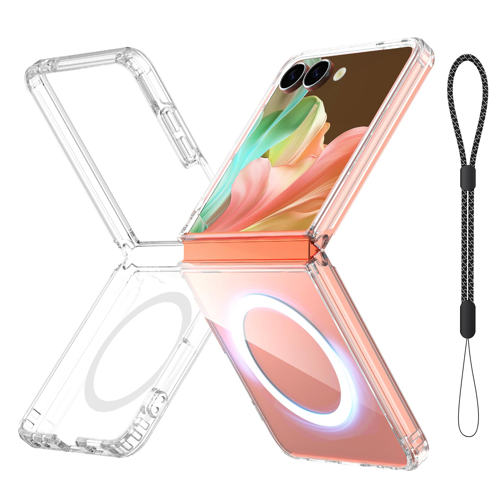 for Galaxy Z Flip 7 Case Clear, Compatible with MagSafe, [No Screen Protector] Not Yellowing, Military-Grade Protection Slim Shockproof Protective Phone Case for Samsung Flip 7 (Mag-Clear)
